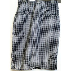 Cygne Design Navy White Plaid Lined Business Skirt Womens 14 Slash Pockets Zip